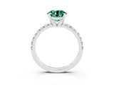 White gold Round Cut Green Sapphire Solitaire Pavé Engagement Ring with Round Band and Prong Setting_82