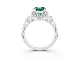 White gold Round Cut Green Sapphire Solitaire Ring with Filigree Band and Four-Prong Setting_27