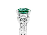 White gold Round Cut Green Sapphire Solitaire Ring with Filigree Band and Four-Prong Setting_29