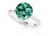 White gold Round Cut Green Sapphire Solitaire Ring with Flower Prong Setting and Classic Band_49