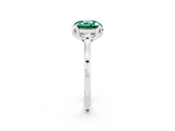White gold Round Cut Green Sapphire Solitaire Ring with Flower Prong Setting and Classic Band_50