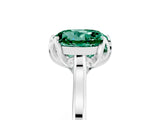 White gold Round Cut Green Sapphire Solitaire Ring with Flower Prong Setting and Classic Band_53