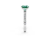 White gold Round Cut Green Sapphire Solitaire Ring with Pavé Accents and Four-Prong Setting_2