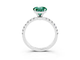 White gold Round Cut Green Sapphire Solitaire Ring with Pavé Accents and Four-Prong Setting_3