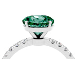 White gold Round Cut Green Sapphire Solitaire Ring with Pavé Accents and Four-Prong Setting_4