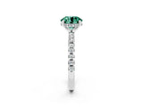 White gold Round Cut Green Sapphire Solitaire Ring with Pavé Band and Four-Prong Setting_14