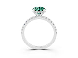 White gold Round Cut Green Sapphire Solitaire Ring with Pavé Band and Four-Prong Setting_15