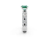 White gold Round Cut Green Sapphire Solitaire Ring with Pavé and Channel Set Band_2