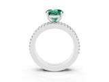 White gold Round Cut Green Sapphire Solitaire Ring with Pavé and Channel Set Band_3