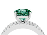 White gold Round Cut Green Sapphire Solitaire Ring with Pavé and Channel Set Band_4