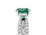 White gold Round Cut Green Sapphire Solitaire Ring with Pavé and Channel Set Band_5