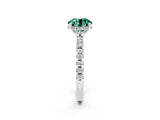 White gold Round Cut Green Sapphire Solitaire Ring with Round  Pavé Band and Four-Prong Setting_62