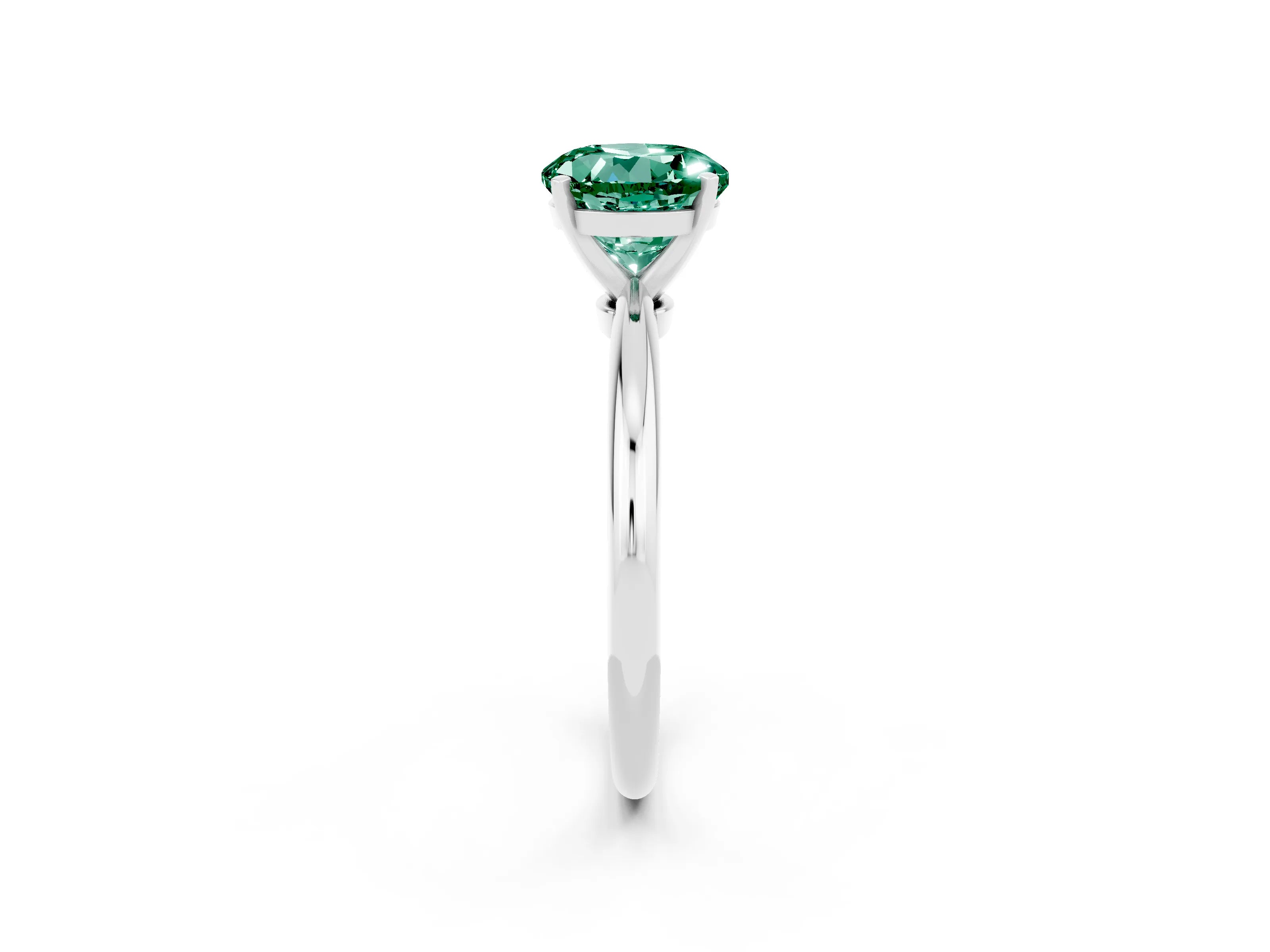 White gold Round Cut Green Sapphire Solitaire Ring with Six-Prong Setting and Classic Band_2