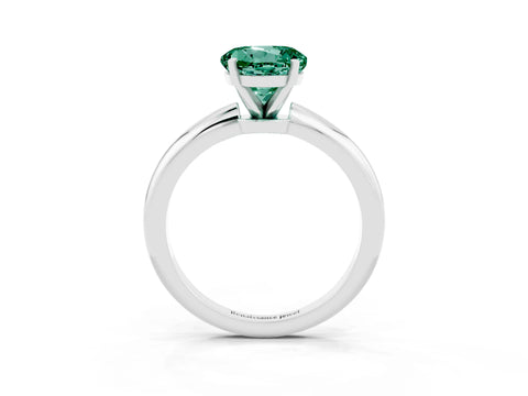 White gold Round Cut Green Sapphire Solitaire Ring with Six-Prong Setting and Classic Band_3
