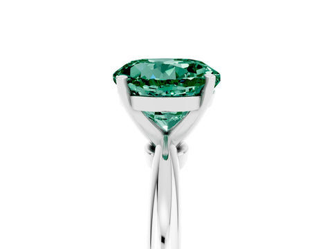 White gold Round Cut Green Sapphire Solitaire Ring with Six-Prong Setting and Classic Band_5