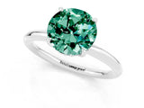 White gold Round Cut Green Sapphire Solitaire Ring with Thin Band and Four-Prong Setting_13