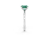 White gold Round Cut Green Sapphire Solitaire Ring with Thin Band and Four-Prong Setting_14