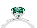 White gold Round Cut Green Sapphire Solitaire Ring with Thin Band and Four-Prong Setting_16