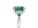 White gold Round Cut Green Sapphire Solitaire Ring with Thin Band and Four-Prong Setting_17