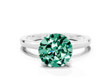White gold Round Cut Green Sapphire Solitaire Ring with Thin Band and Prong Setting_12