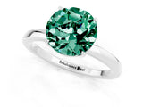 White gold Round Cut Green Sapphire Solitaire Ring with Thin Band and Prong Setting_13