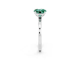White gold Round Cut Green Sapphire Solitaire Ring with Thin Band and Prong Setting_14
