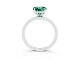 White gold Round Cut Green Sapphire Solitaire Ring with Thin Band and Prong Setting_15