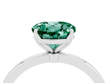 White gold Round Cut Green Sapphire Solitaire Ring with Thin Band and Prong Setting_16