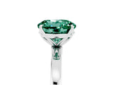 White gold Round Cut Green Sapphire Solitaire Ring with Thin Band and Prong Setting_17