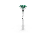 White gold Round Cut Green Sapphire Solitaire Ring with Thin Band and Prong Setting_38