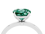 White gold Round Cut Green Sapphire Solitaire Ring with Thin Band and Prong Setting_40