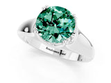 White gold Round Cut Green Sapphire Solitaire Ring with Wide Band and Prong Setting_1