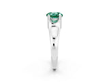 White gold Round Cut Green Sapphire Solitaire Ring with Wide Band and Prong Setting_2