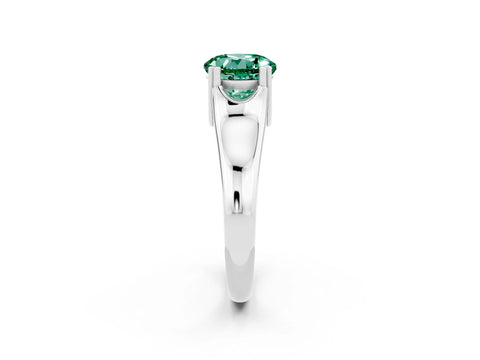 White gold Round Cut Green Sapphire Solitaire Ring with Wide Band and Prong Setting_2