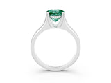 White gold Round Cut Green Sapphire Solitaire Ring with Wide Band and Prong Setting_3