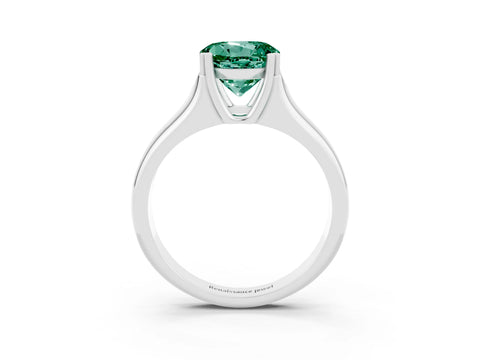 White gold Round Cut Green Sapphire Solitaire Ring with Wide Band and Prong Setting_3