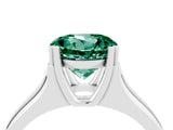 White gold Round Cut Green Sapphire Solitaire Ring with Wide Band and Prong Setting_4