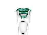 White gold Round Cut Green Sapphire Solitaire Ring with Wide Band and Prong Setting_5