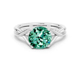 White gold Round Cut Green Sapphire Solitaire Twist Band Prong Setting Ring_24