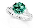 White gold Round Cut Green Sapphire Solitaire Twist Band Prong Setting Ring_25