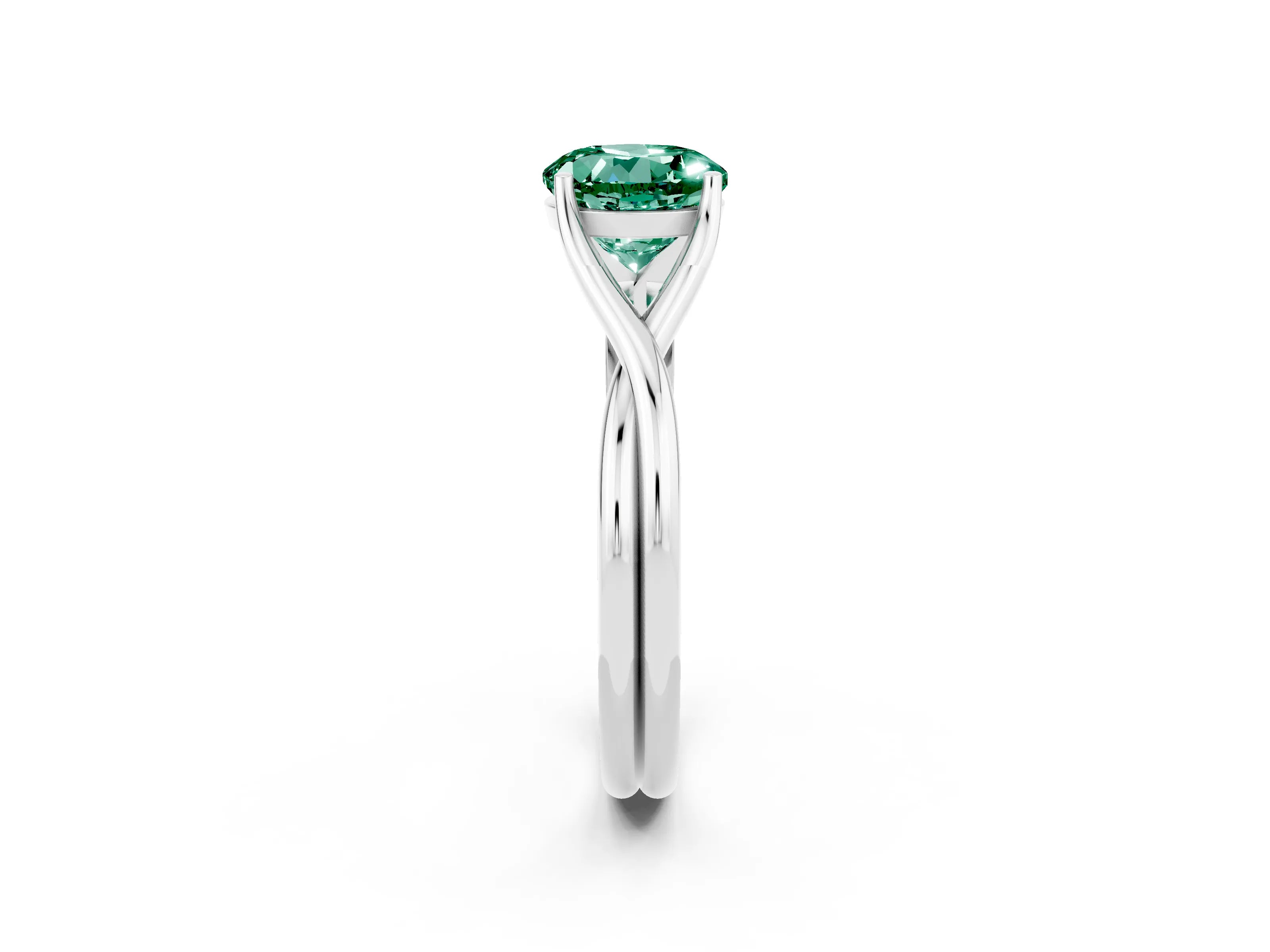 White gold Round Cut Green Sapphire Solitaire Twist Band Prong Setting Ring_26