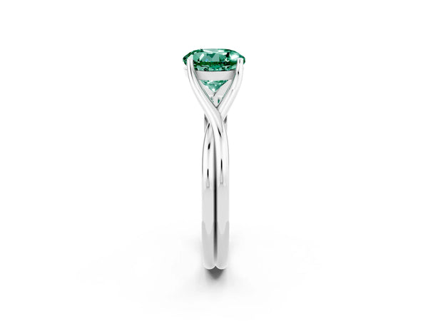 White gold Round Cut Green Sapphire Solitaire Twist Band Prong Setting Ring