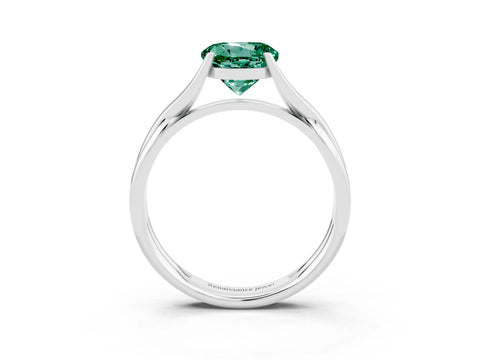 White gold Round Cut Green Sapphire Solitaire Twist Band Prong Setting Ring_27