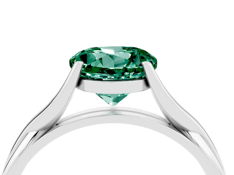 White gold Round Cut Green Sapphire Solitaire Twist Band Prong Setting Ring_28
