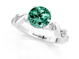 White gold Round Cut Green Sapphire Solitaire Twisted Band with Round  Accents and Prong Setting_13