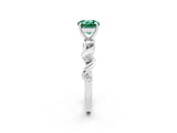 White gold Round Cut Green Sapphire Solitaire Twisted Band with Round  Accents and Prong Setting_14