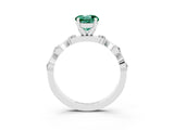 White gold Round Cut Green Sapphire Solitaire Twisted Band with Round  Accents and Prong Setting_15