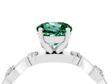 White gold Round Cut Green Sapphire Solitaire Twisted Band with Round  Accents and Prong Setting_16