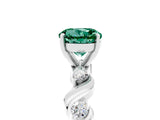 White gold Round Cut Green Sapphire Solitaire Twisted Band with Round  Accents and Prong Setting_17