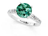 White gold Round Cut Green Sapphire Solitaire with Side Baguettes and Channel Set Band_1